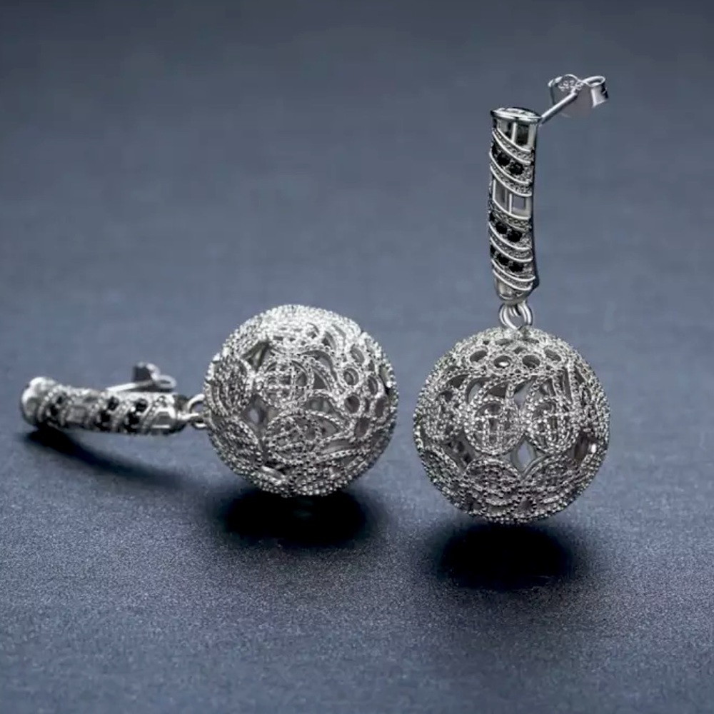Sterling Silver Big Charm Drop Earrings